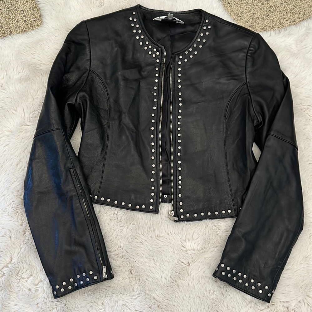 BLACK PAOLO SANTINI LEATHER JACKET